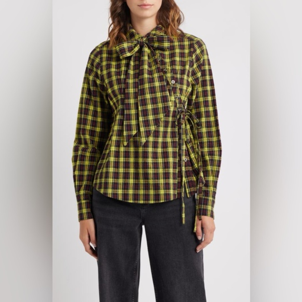 Damson Madder Robyn Tartan Organic Cotton Wrap Shirt